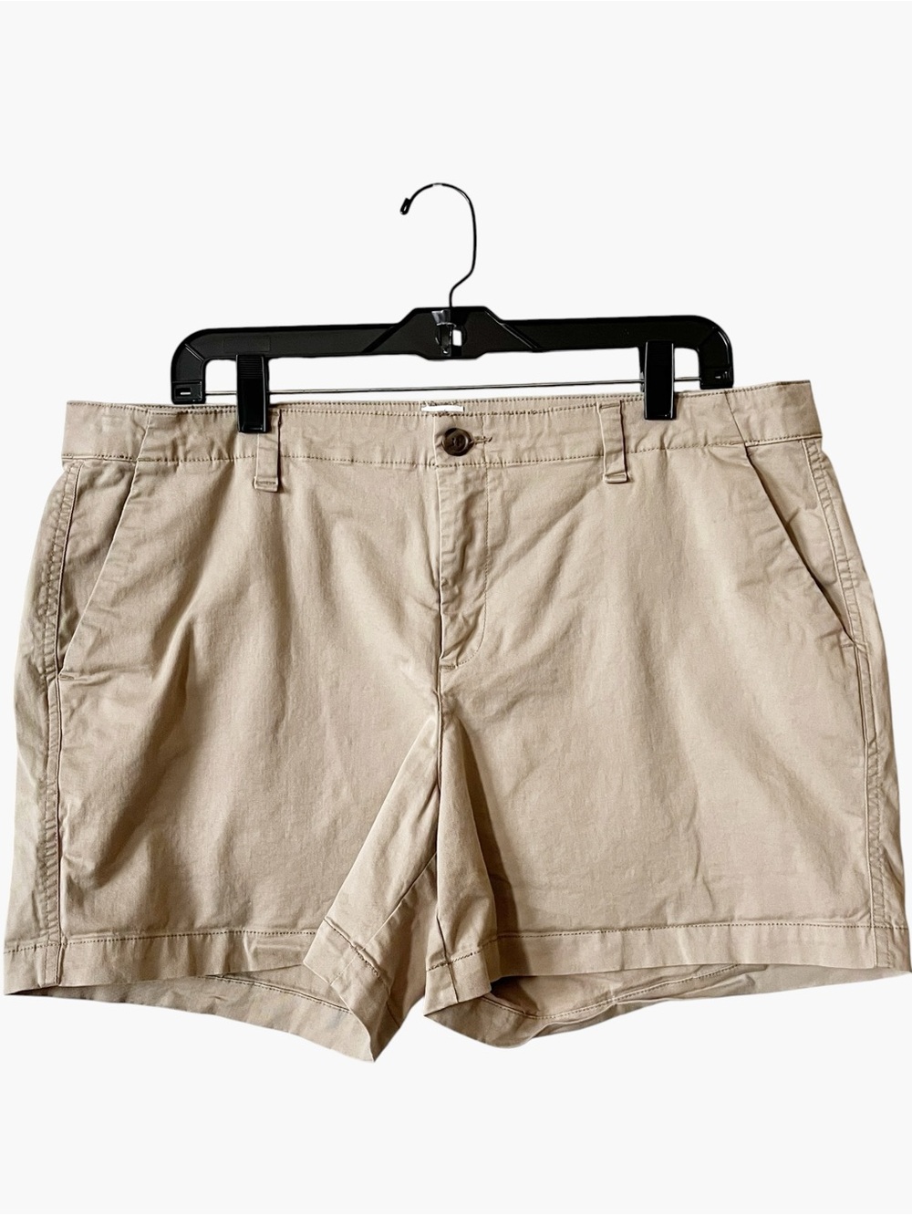 Gap For Good City Shorts Womens Size 14 Khaki Chino Pockets Cotton Stretch Twill